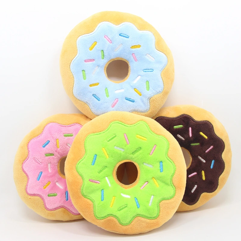 New Donut Pet Plush Toy 15Cm Bagel Christmas Series Dog Sounding Toy