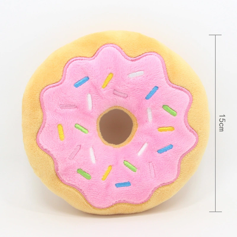 New Donut Pet Plush Toy 15Cm Bagel Christmas Series Dog Sounding Toy