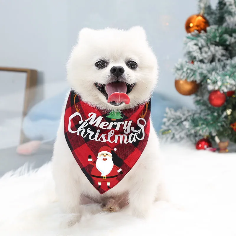 Check Double-layer Front And Back Sides Can Be Used Pet Triangle Scarf Saliva Towel