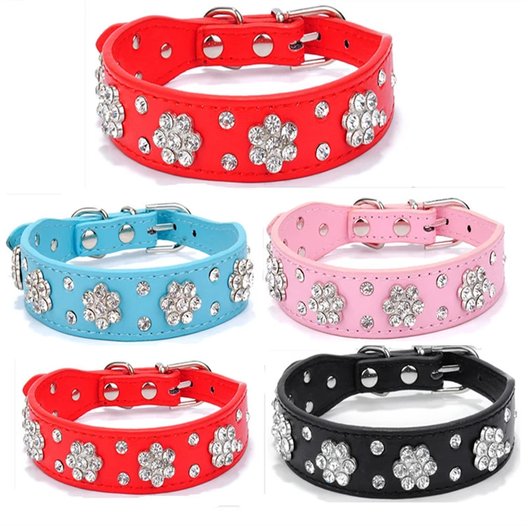 Pet Collar Rhinestone Plum Dog Collar