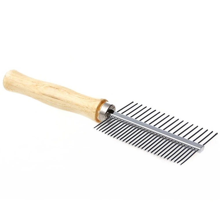 Double row comb with wooden handle