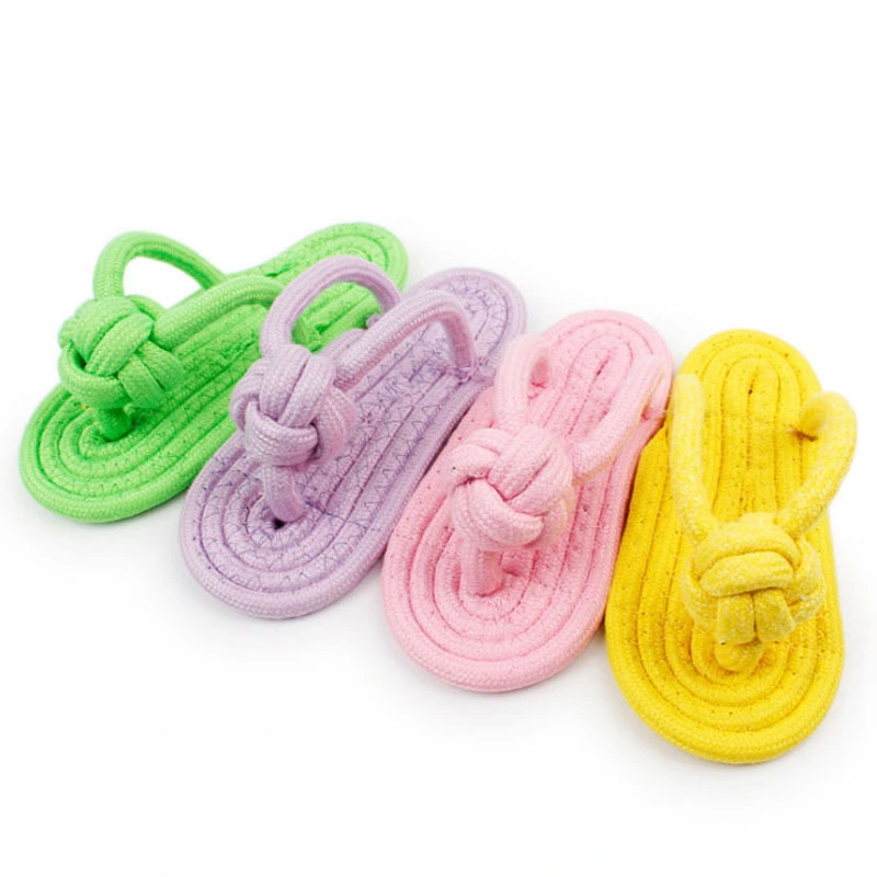 Pet multicolor cotton rope clip foot slippers toy