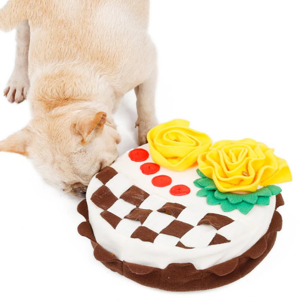 Dog birthday cake sniffing pad