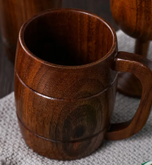 Jujube Wood Water Cup Wholesale Handle Cup