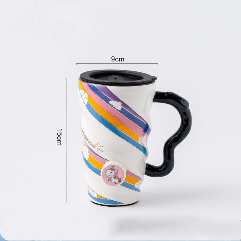 Creative Personality Mug Trend Net Celebrity Mug Office Large-Capacity Ceramic Mug Household Couple Water Mug With Lid