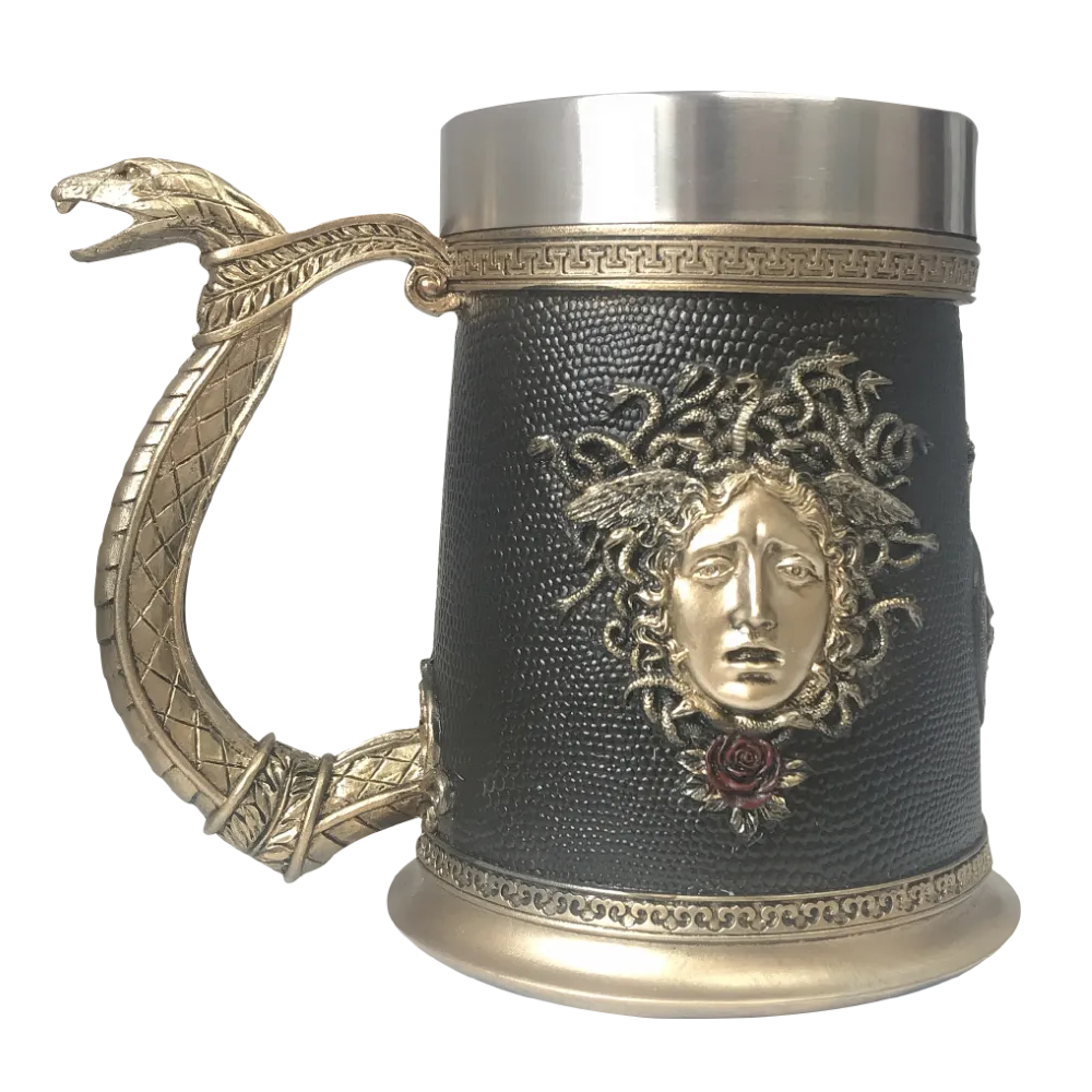 German Beer Mug Greek Myth Meidusa Mug Stainless Steel Beer Mug Medusa Snake Hair Beauty