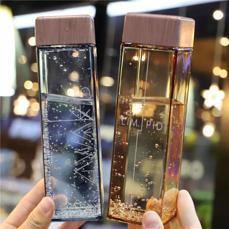 Plastic Cup Net Red Harajuku Style Square Water Cup Male Personality Trend Portable Summer Water Bottle