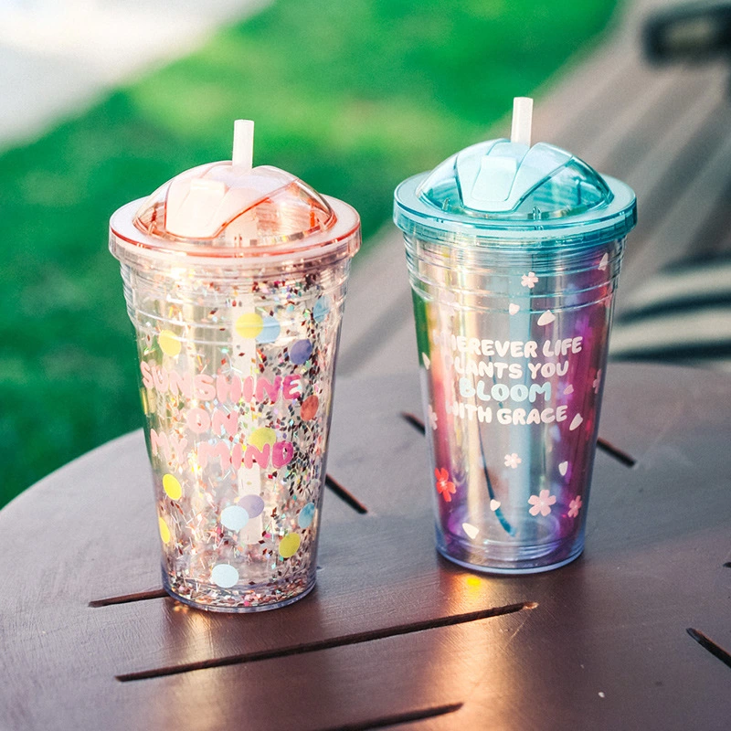 Water Cup With Straw Type  Girl Heart Portable Large Capacity Cute Net Red Ins Cup