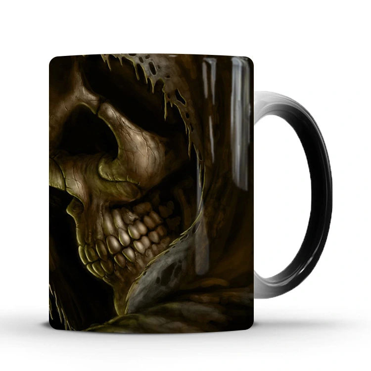 Skull Color Changing Ceramic Coffee Mug Cup Temperature Sensing Color Changing Cup