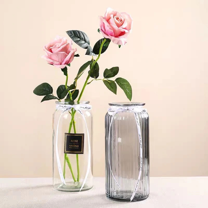 Mini Straight Transparent Glass Vase Ornaments Flower Arrangement Hydroponic Vase