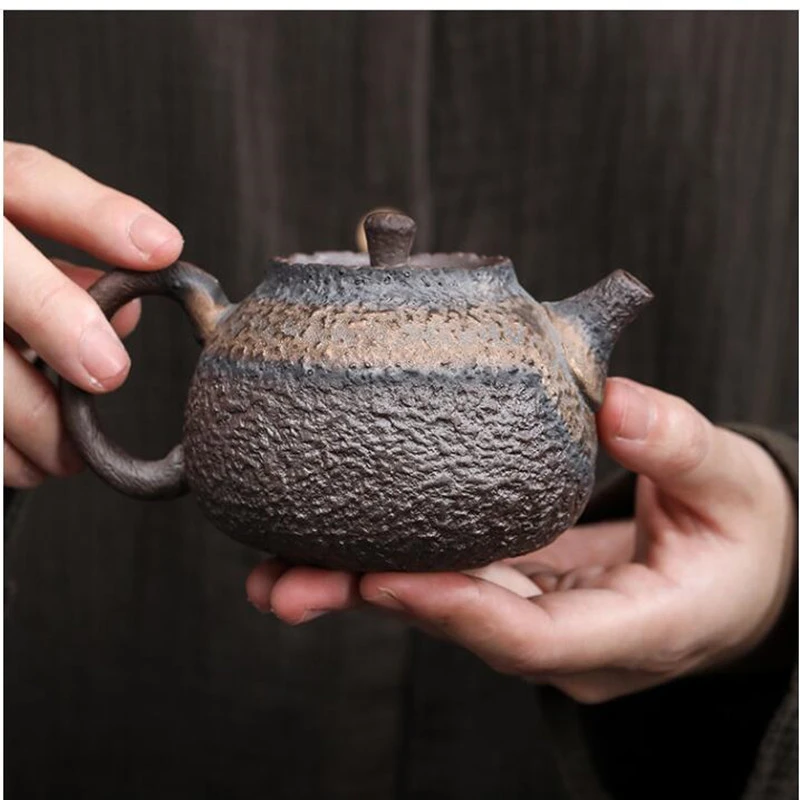 Retro Stoneware Teapot Imitation Stone Handmade Ceramic Kettle Chinese Tea Ceremony Supplies