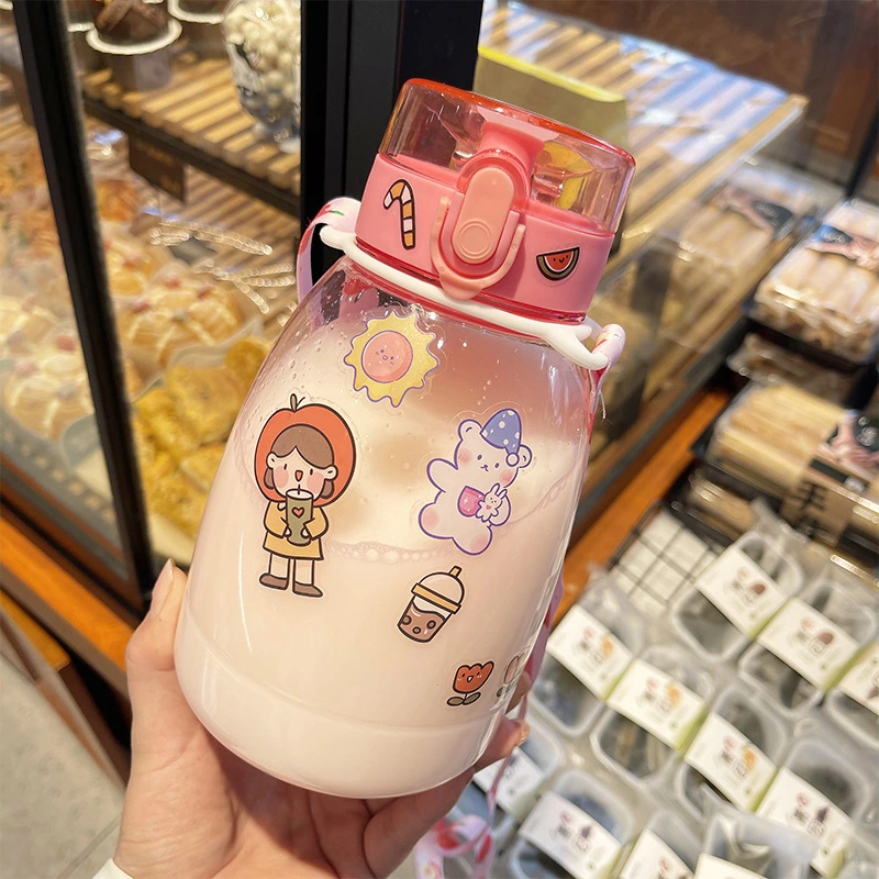 Beautiful Direct Drinking Large Capacity Girls Water Cup Students Water Cup Cartoon Plastic Cup Lovely Cup