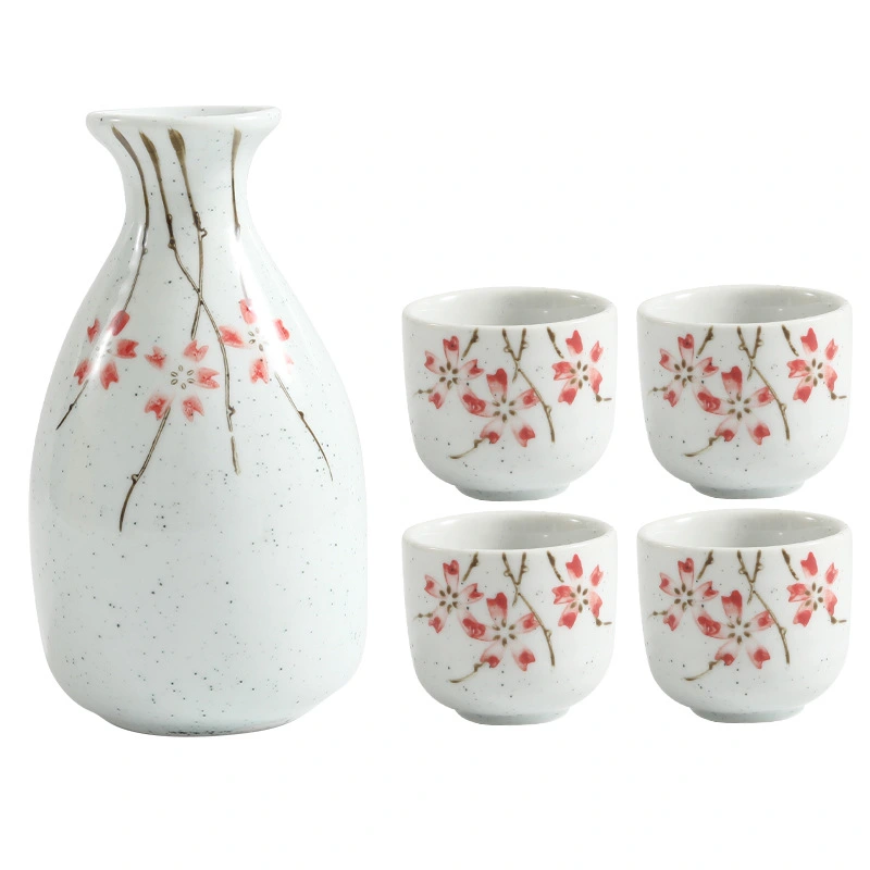 Ceramic Wine Set Yanagizakura Sake White Wine Cup Small Wine Cup Spirit Glass Shochu Pot Set