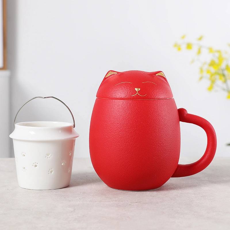 Creative Ceramic Mug With Lid Filter Tea Cup