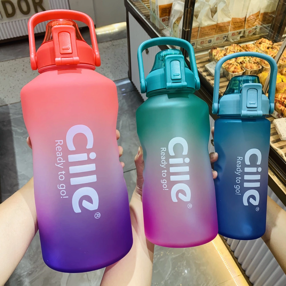 Plastic Water Cup, Large Capacity Gradient Cup, Outdoor Sports Fitness Water Bottle, Portable Cup