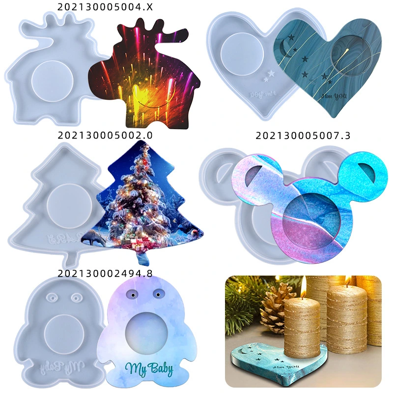 Heart Shaped Star Candle Holder Coaster Crystal Epoxy Mould