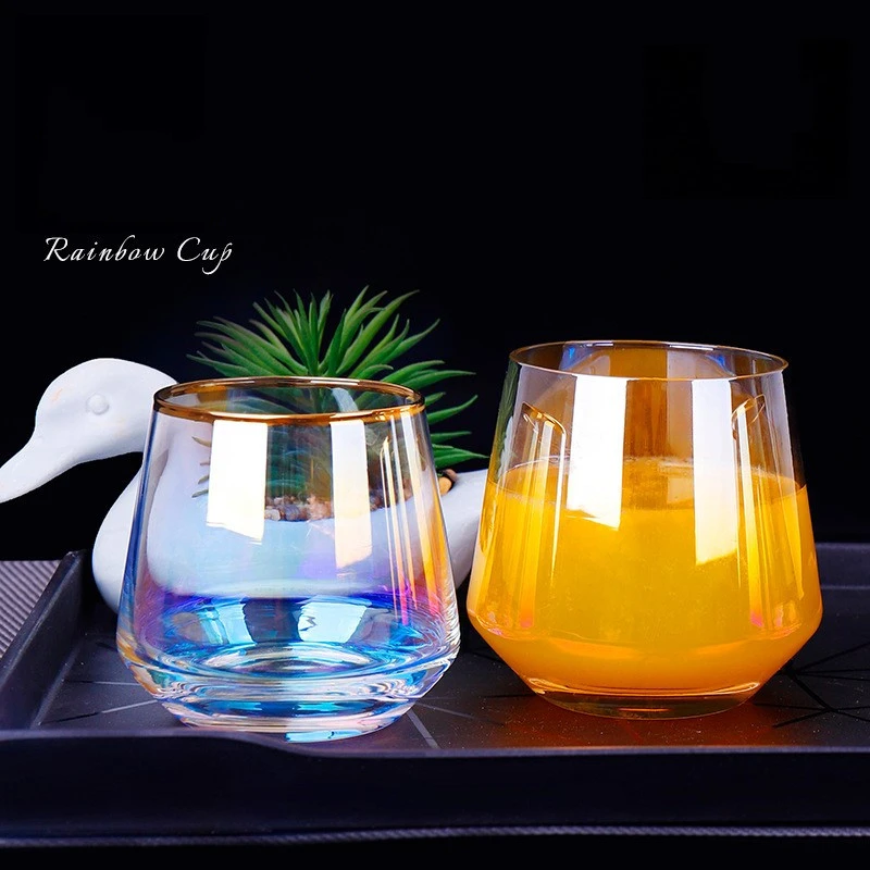 Creative colorful glass rainbow refraction cup