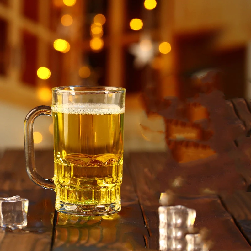 Beautifully brought a transparent glass beer mug