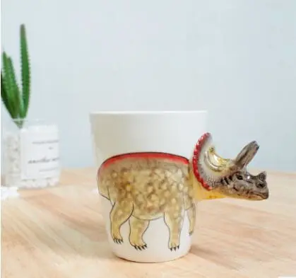 Ceramic pure hand painted Triceratops children's water cup