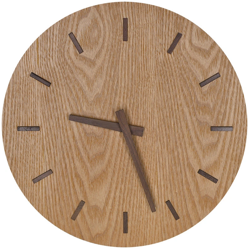 Fashionable Nordic Minimalist Wooden Wall Clock Living Room Round Wooden Clock Household Round Wooden Table Creative Wall Clock Living Room