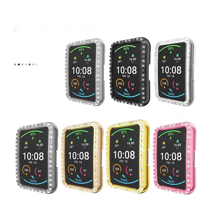 Suitable for Watch Fit Watch Single Row Diamond Half-pack PC Plating Protective Case