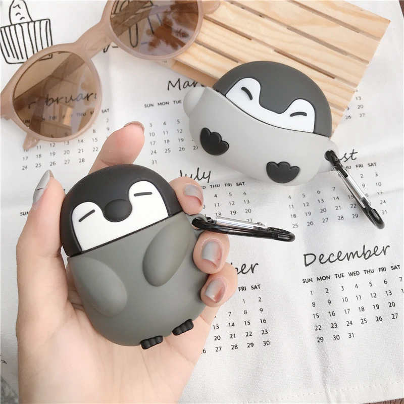 Compatible with Apple, Cute solid color baby penguin earphone set