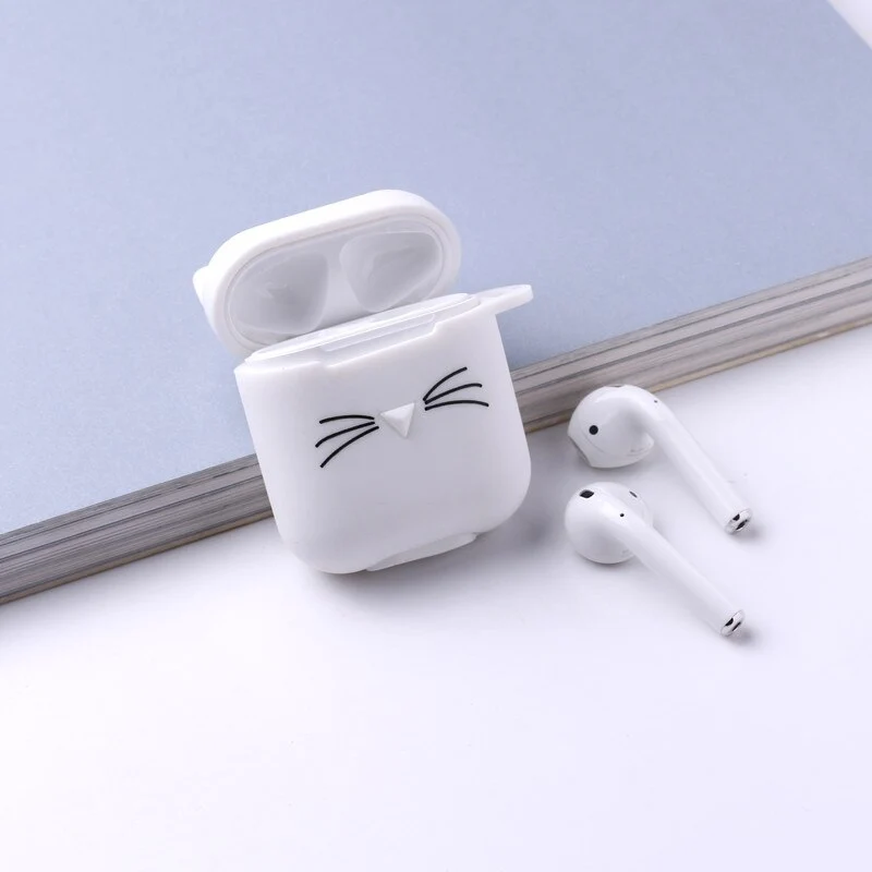 Cartoon whiskers cat silicone earphone shell