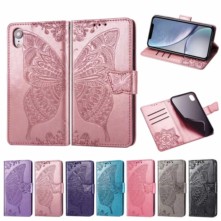 Butterfly Three-dimensional Embossed Card Flip Phone Case Leather Case