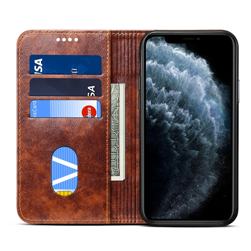 Oil Wax Retro Book Mobile Phone Protective Case