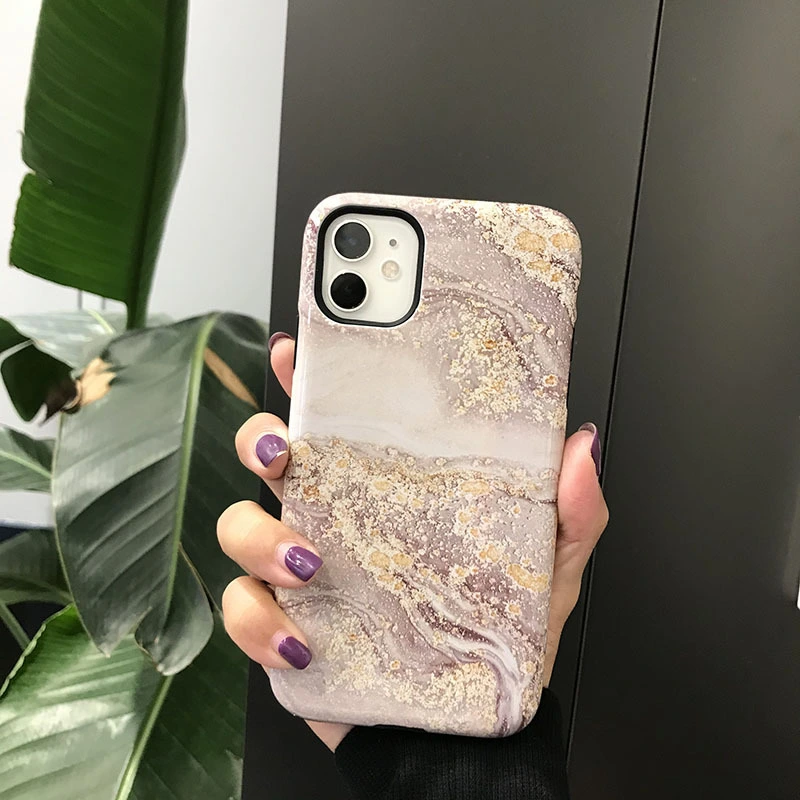 Dark green gold marble is suitable for  11 double layer mobile phone case, scratch proof package, 12pro set, drop proof xsmax