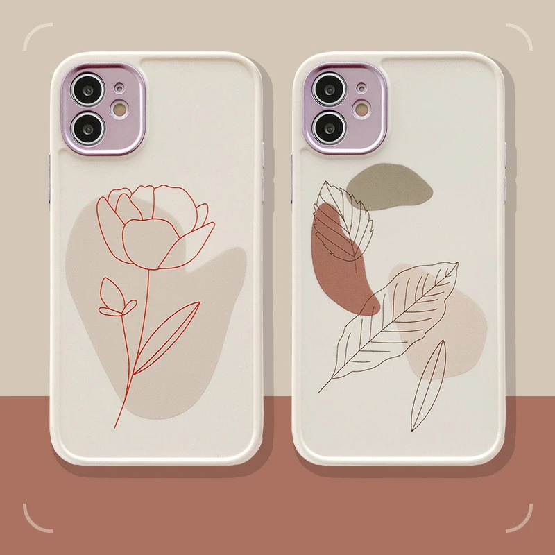 Ins Sketch Flower Soft Phone Case Women