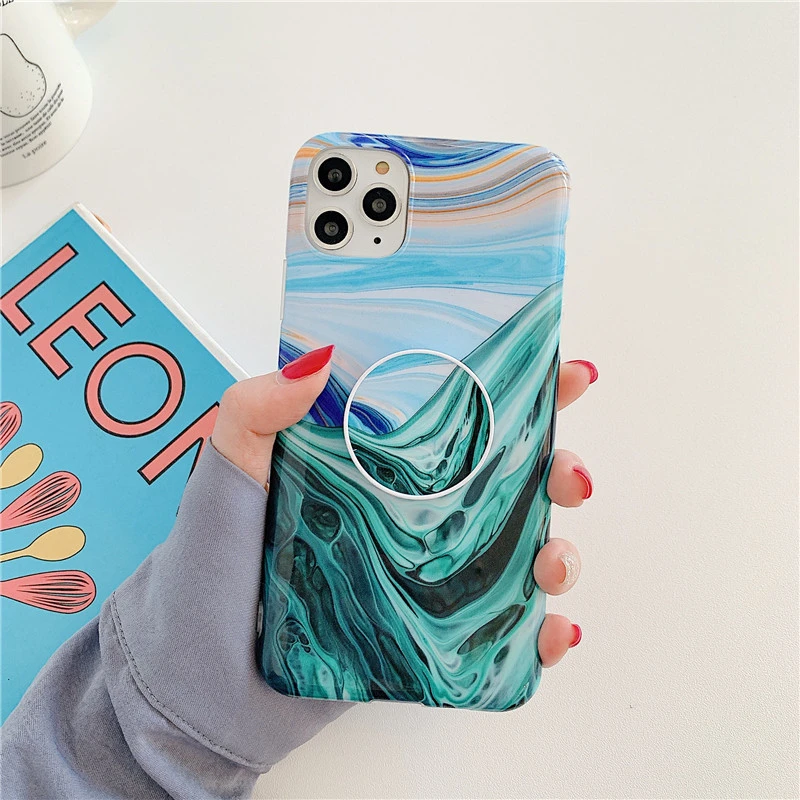 Luxury Watercolor Marble Electroplating Popular Socks Mobile Phone Case