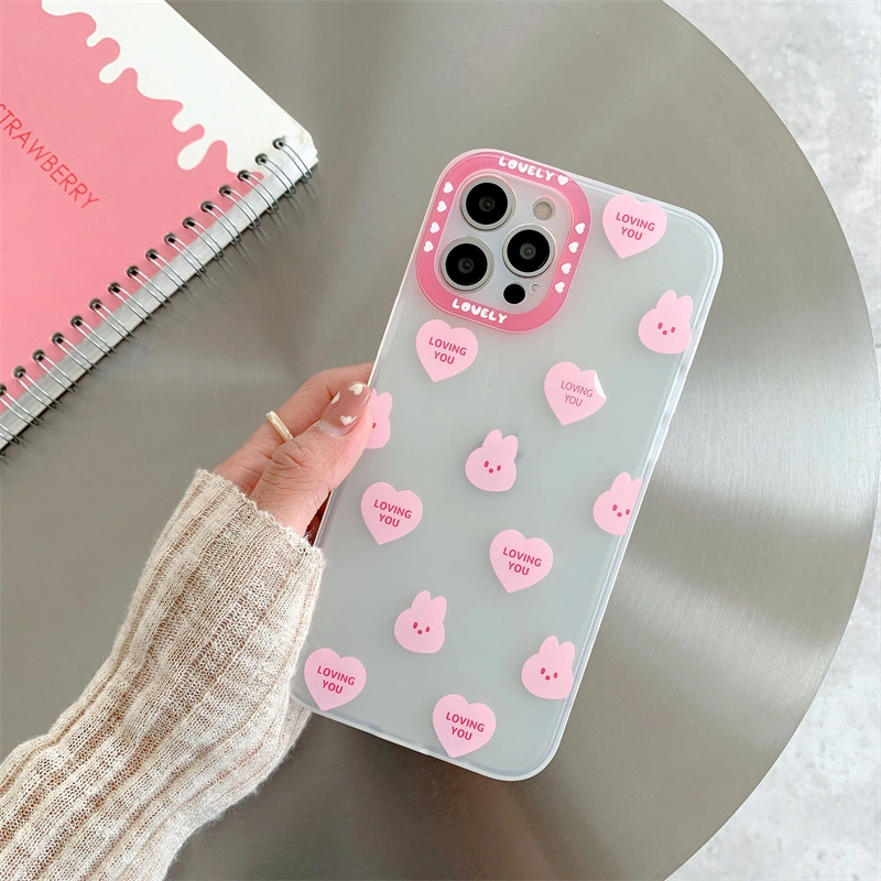 Cute Love Sticker Cartoon Rabbit Stand Phone Case