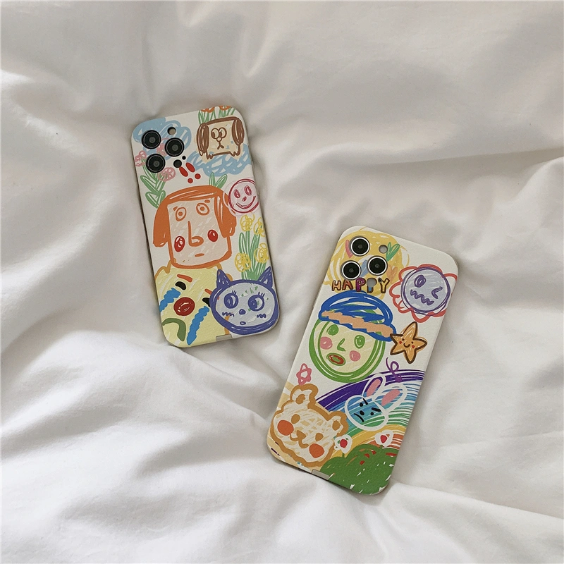 Japanese And Korean Ins Cute Cartoon Graffiti Silicone Protective Cover