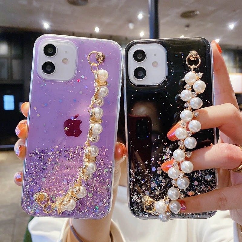 Suitable  Epoxy Glitter Mobile Phone  Bead Bracelet Protective Soft Case