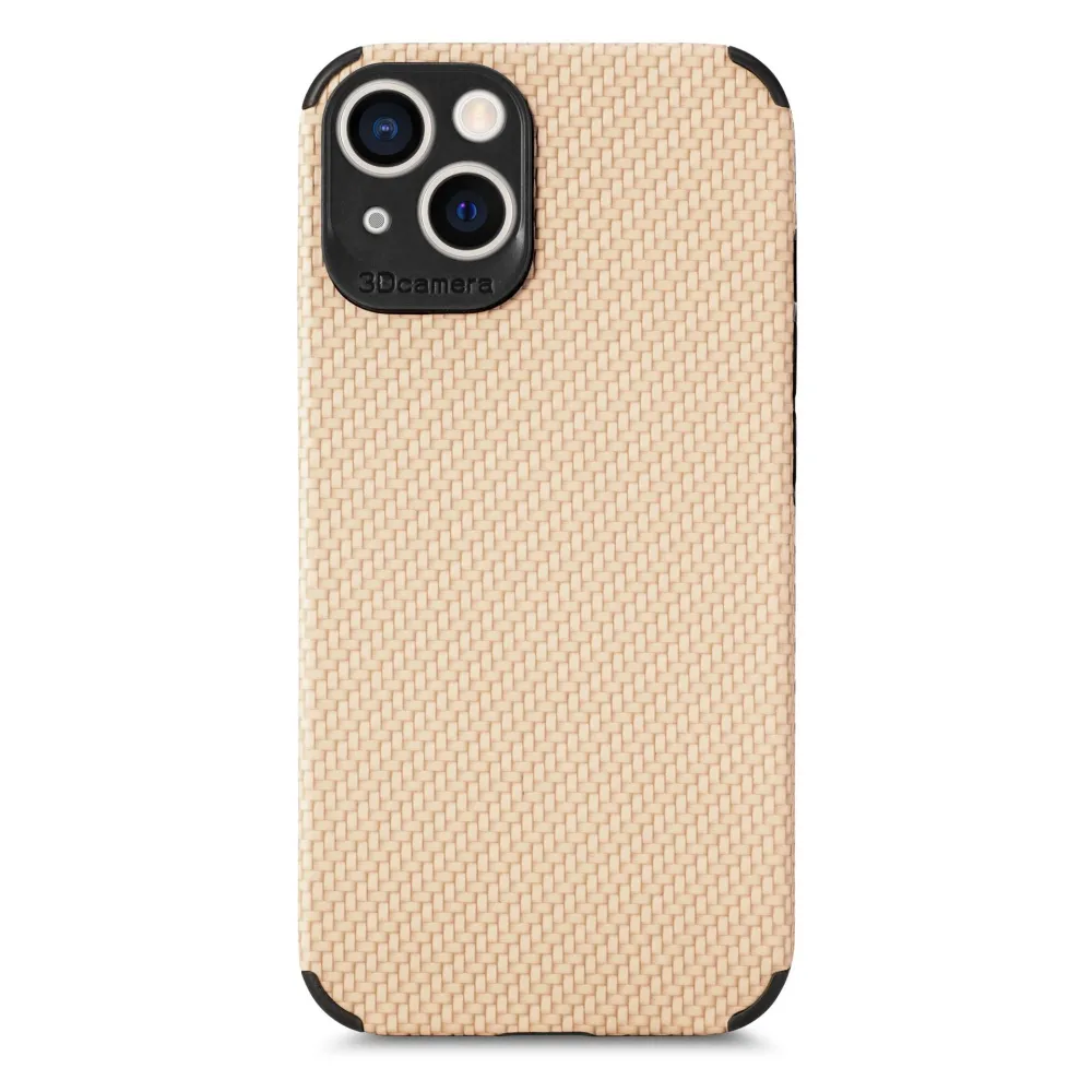 Simple Solid Color Mobile Phone Case With Carbon Fiber Pattern