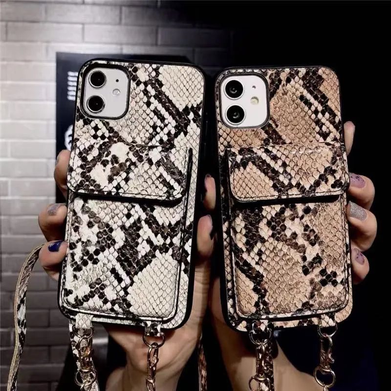 TPU+PC creative snakeskin pattern messenger card case phone case