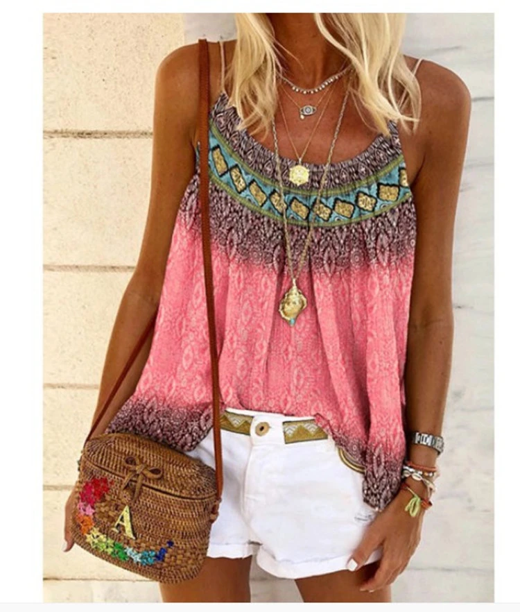 Casual Loose Beach Printed Cotton Camisole