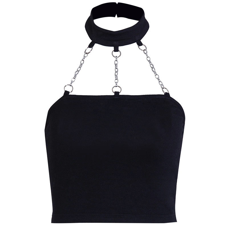 Summer New Style Punk Funeral Halterneck Chain Vest Stretch Top