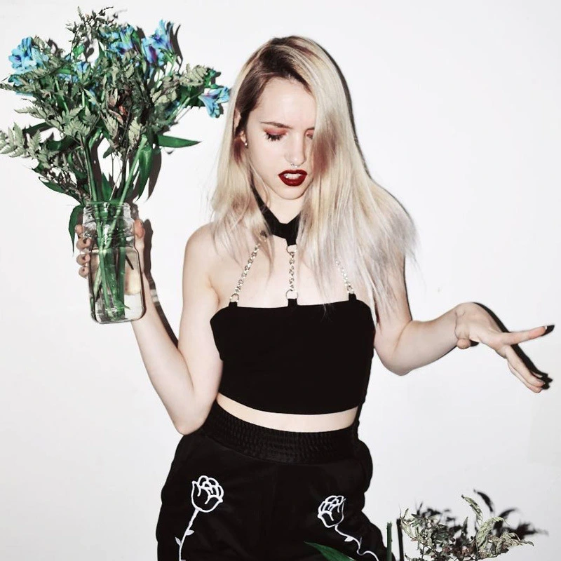 Summer New Style Punk Funeral Halterneck Chain Vest Stretch Top