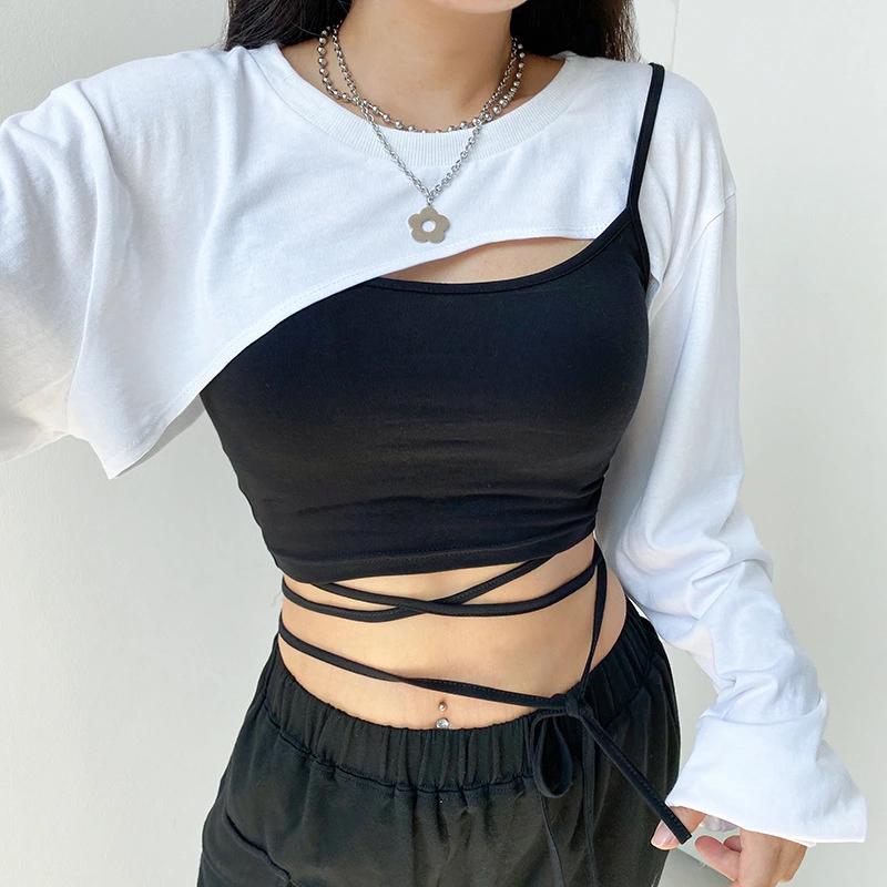 Fake Two T-Shirts With Straps