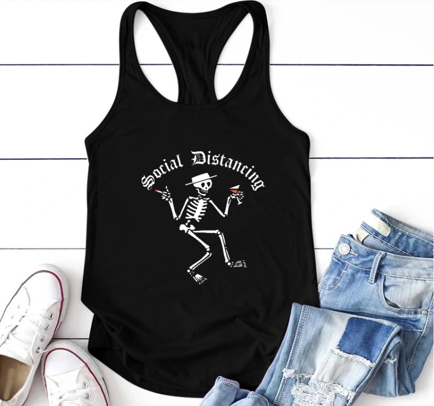 European And American Printed Social Distancing Letter Vest Women