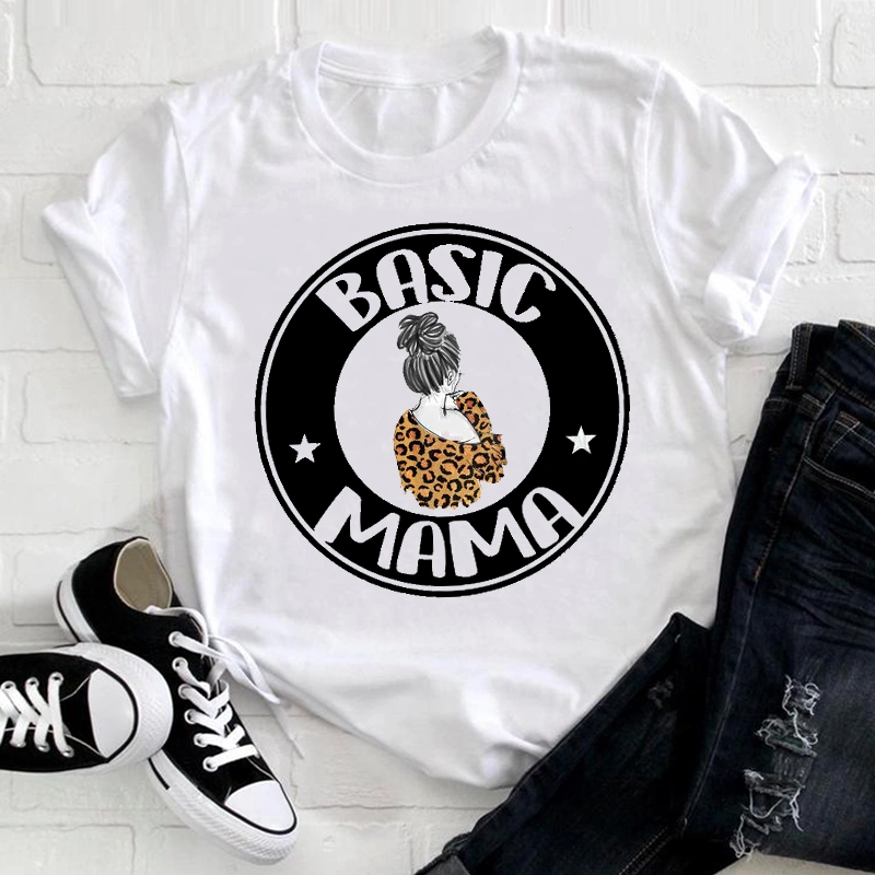 Summer Mother Family Of Four Family Wear Parent-child Print White T-shirt