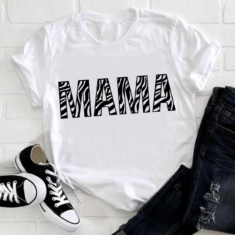 Summer Mother Family Of Four Family Wear Parent-child Print White T-shirt