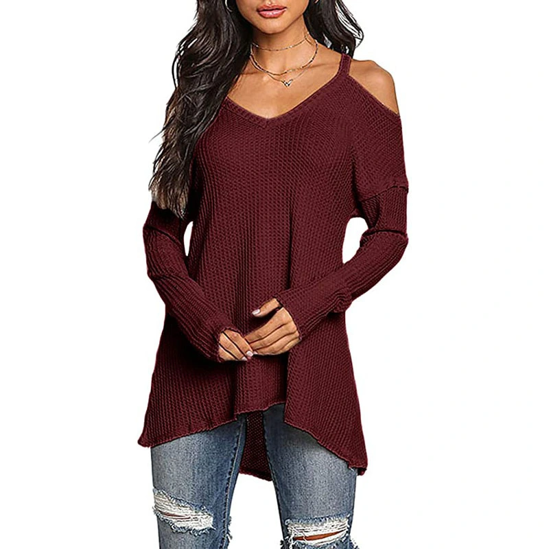 Off-the-shoulder V-neck T-shirt Top Bottoming Shirt