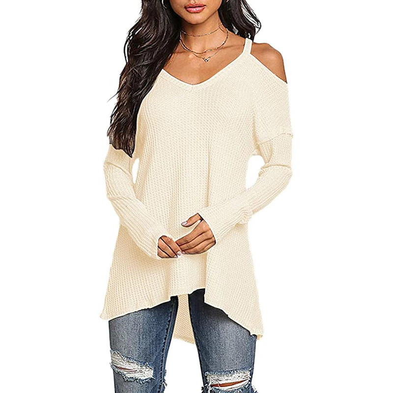 Off-the-shoulder V-neck T-shirt Top Bottoming Shirt