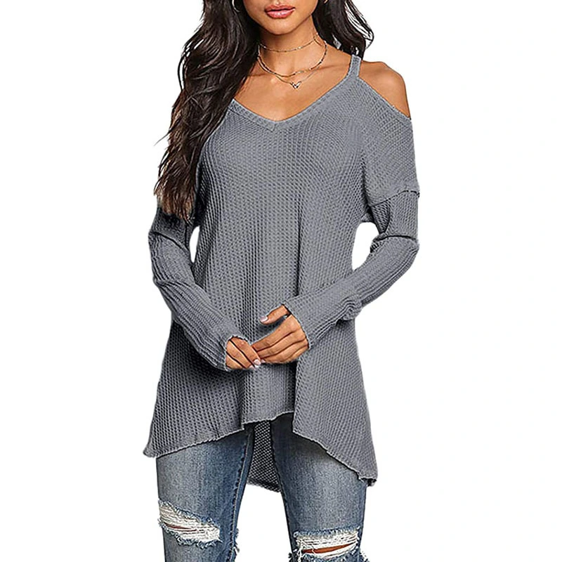 Off-the-shoulder V-neck T-shirt Top Bottoming Shirt