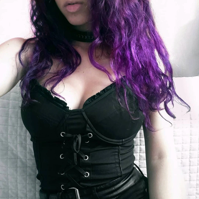 Dark Court Style Corn Eyelet Strappy Back Top