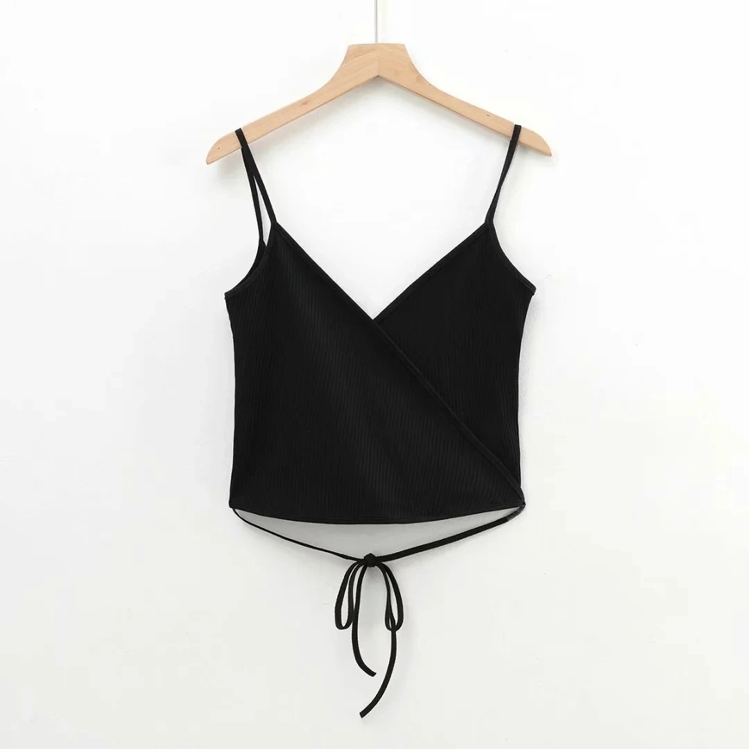 Cross V-neck Tie Vest Women Ins European And American Slim Short Camisole