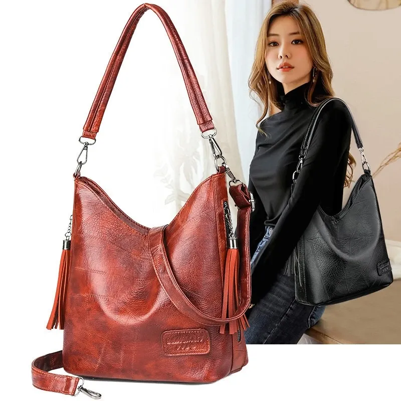 Simple fashion tassel female bag